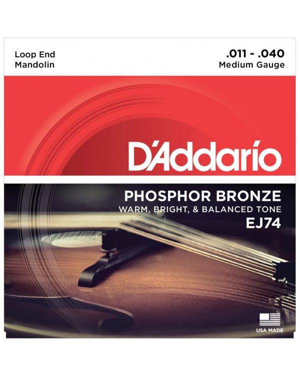 DAddario EJ74 Mandolin Strings, Phosphor Bronze, Medium, 11-40