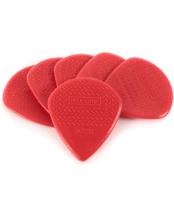 Dunlop Nylon Jazz III Max Grip Red Players (6 Pack)