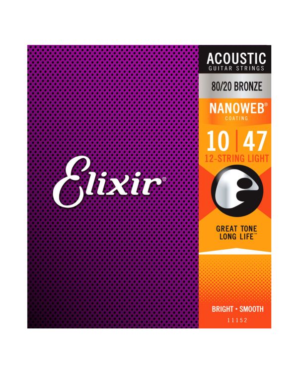Elixir Bronze NANOWEB 12 Acoustic Strings Strings Light 10-47
