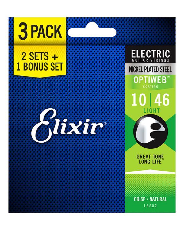 Elixir 3 for 2 OPTIWEB Electric Guitar Strings, Light .010-.046
