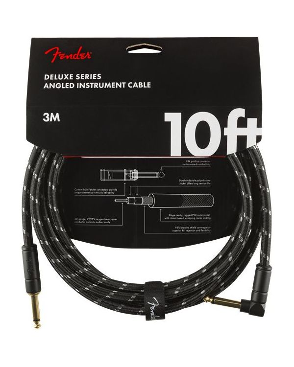 Fender Deluxe Cable Straight/Angle, 10ft Black Tweed