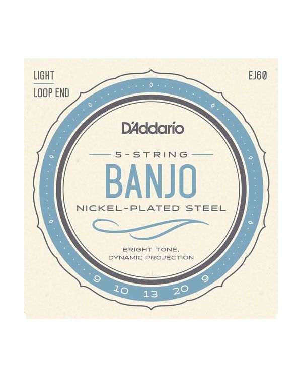 D'Addario EJ60 5-String Banjo Strings,Nickel Light 9-20