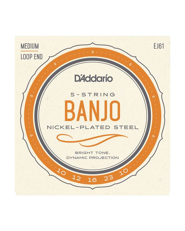 D'Addario EJ61 5-String Banjo Strings,Nickel Medium 10-23