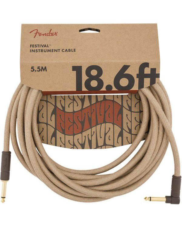 Fender 18.6' Angled Festival Cable, Pure Hemp Natural