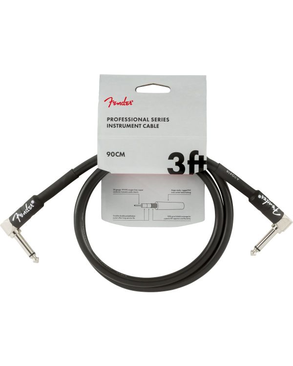Fender Professional Instrument Cable Angle/Angle 3ft, Black