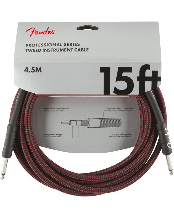 Fender Professional Series Instrument Cable 15ft, Red Tweed