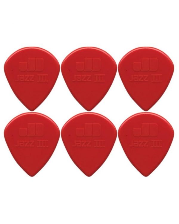 Dunlop Nylon Jazz III Red 1.38mm Players (6 Pack)