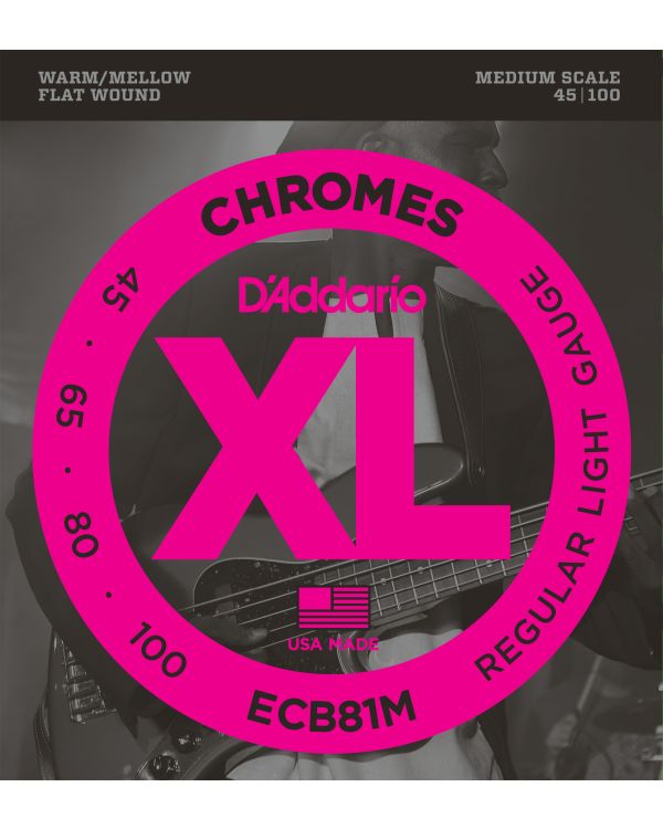 D'Addario ECB81M Chromes Medium Scale Bass Strings, Light, 45-100