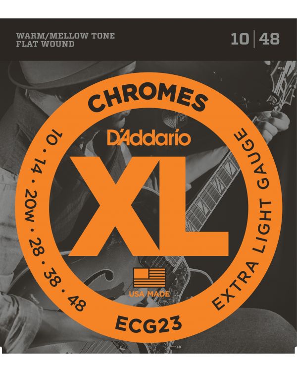 DAddario ECG23 Chromes Flat Electric Guitar Strings Extra Light 10-48
