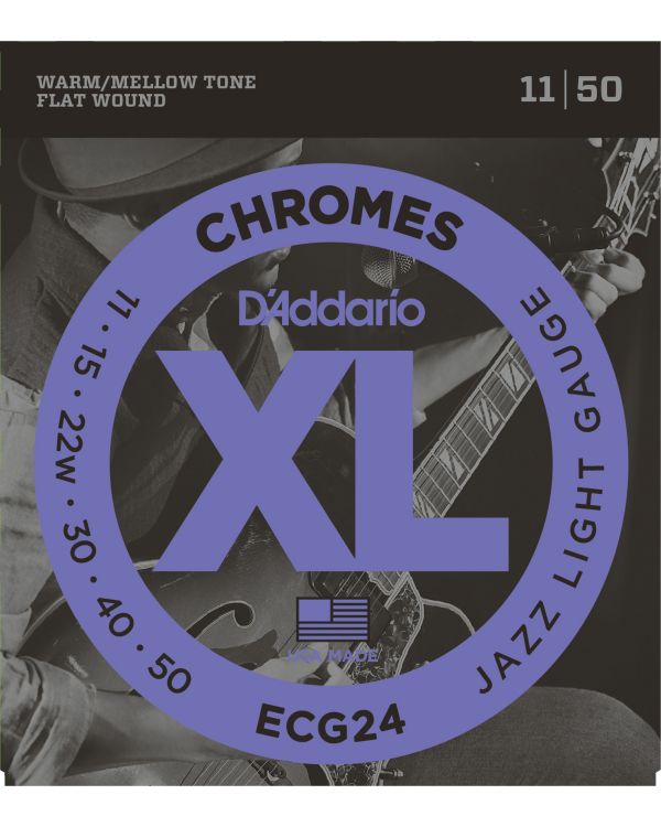 DAddario ECG24 Chromes Flat Electric Guitar Strings Jazz Light 11-50