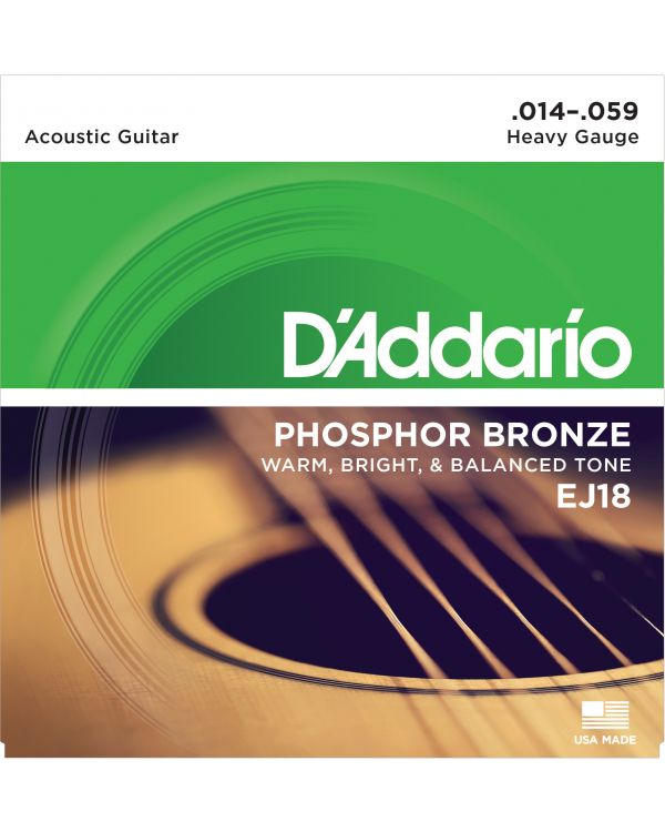 DAddario EJ18 Phosphor Bronze Acoustic Guitar Strings, Heavy, 14-59