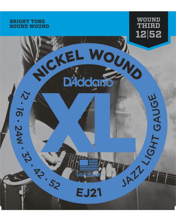 D'Addario EJ21 Nickel Wound Electric Guitar Strings,Jazz Light 12-52
