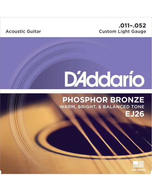 DAddario EJ26 Bronze Acoustic Guitar Strings Custom Light 11-52