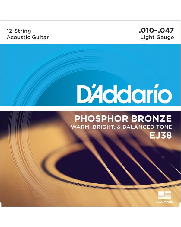DAddario EJ38 12-String Bronze Acoustic Guitar Strings, Light, 10-47