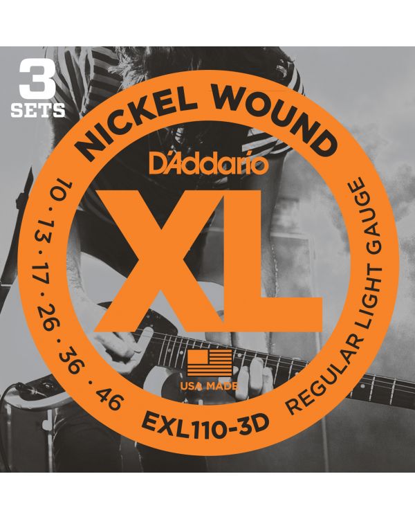 DAddario EXL110-3D Electric Guitar Strings Regular Light 10-46 3 Sets