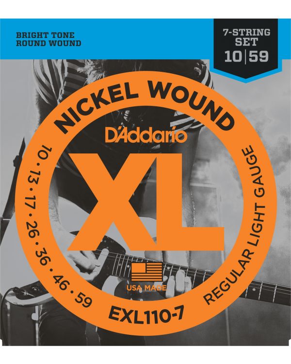 DAddario EXL110-7 Wound Guitar Strings, Regular Light, 10-59