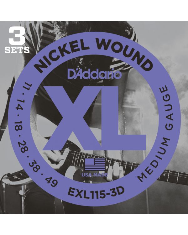DAddario EXL115-3D Electric Strings 3 Sets Blues-Jazz Rock 11-49