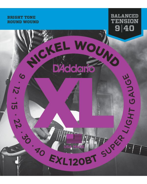 DAddario EXL120BT Guitar Strings, Balanced Tension Super Light, 9-40