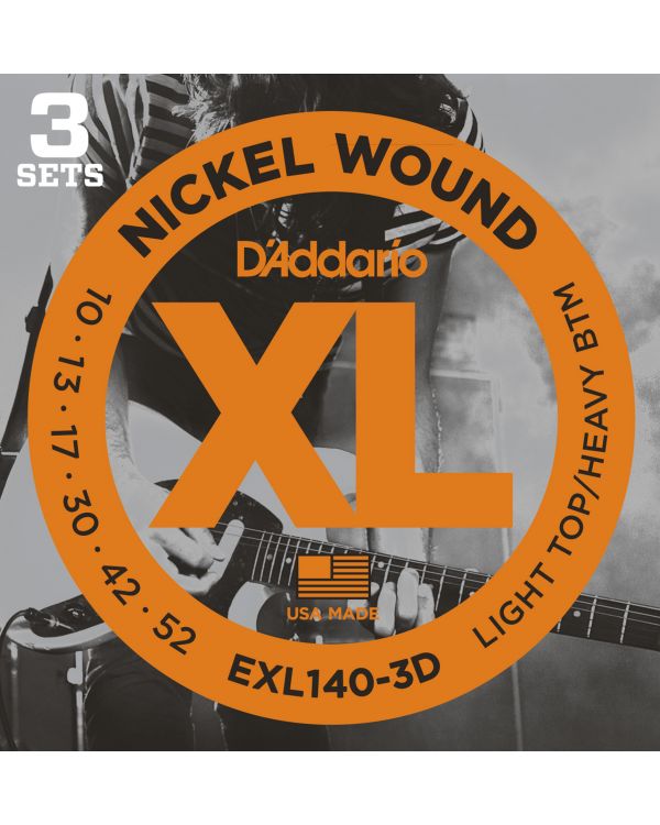 DAddario EXL140-3D Guitar Strings Light Top/Heavy Bottom 10-52 3 sets