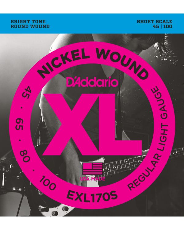 DAddario EXL170S Bass Guitar Strings, Light, 45-100, Short Scale