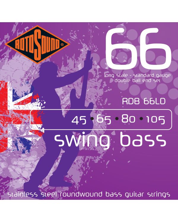 Rotosound RDB66LD Swing Bass Stainless Steel Roundwound Double Ball End Bass Guitar Strings 45-105 Long Scale