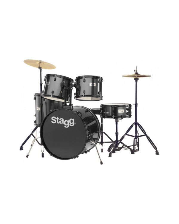 Stagg 5-Piece Complete 22” Rock Drum Kit in Black