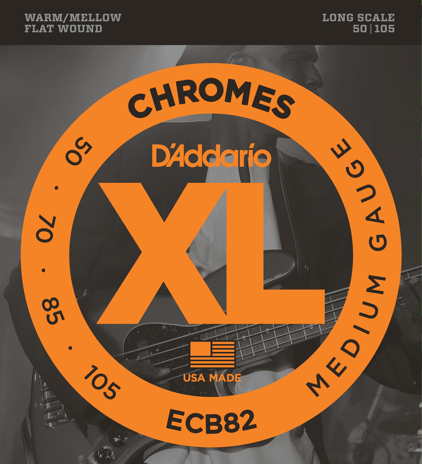 An image of D'Addario ECB82 Chromes Bass Guitar Strings,Medium 50-105 Long Scale | PMT Onlin...