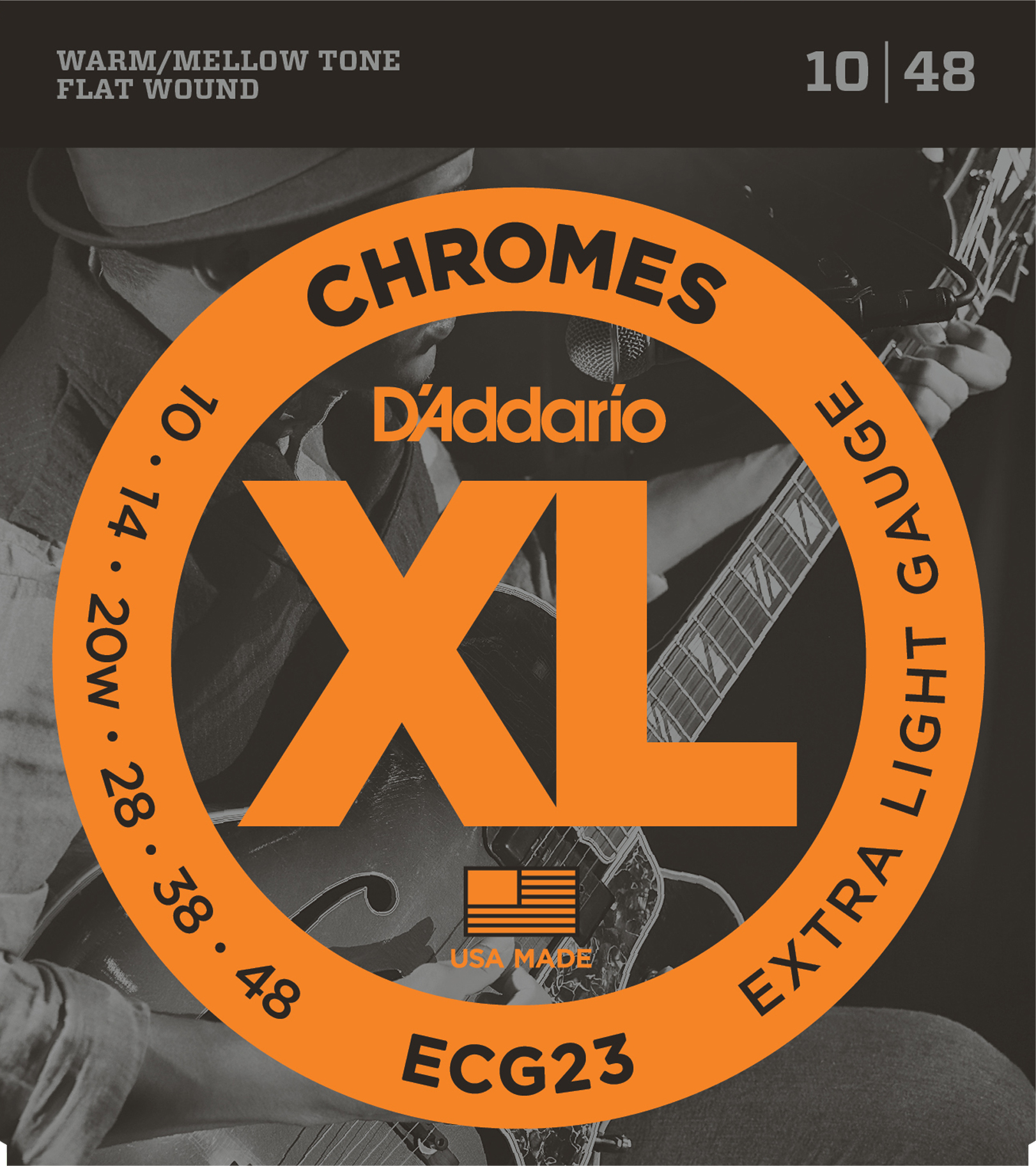 An image of DAddario ECG23 Chromes Flat Electric Guitar Strings Extra Light 10-48 | PMT Onli...
