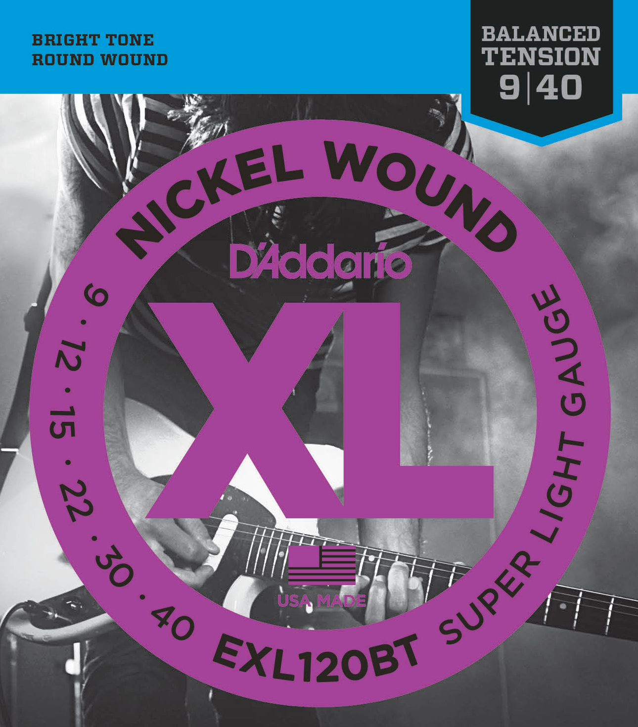 An image of DAddario EXL120BT Guitar Strings, Balanced Tension Super Light, 9-40 | PMT Onlin...