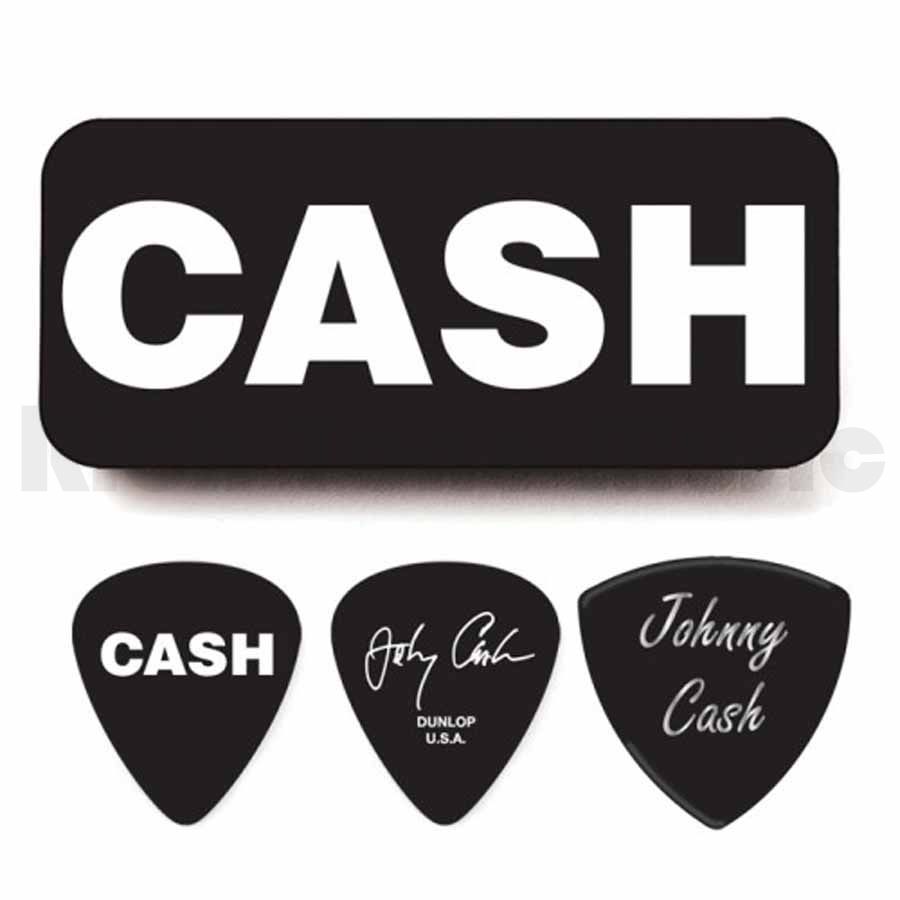 An image of Dunlop Johnny Cash Bold Heavy Pick Tin 6 | PMT Online