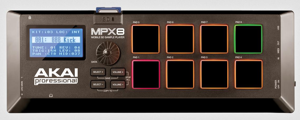 An image of Akai Professional MPX8 Sampler and MIDI Controller