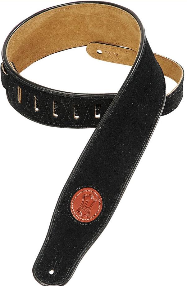 An image of Levy's MSS3 Black Suede Guitar Strap - Gift for a Guitarist | PMT Online