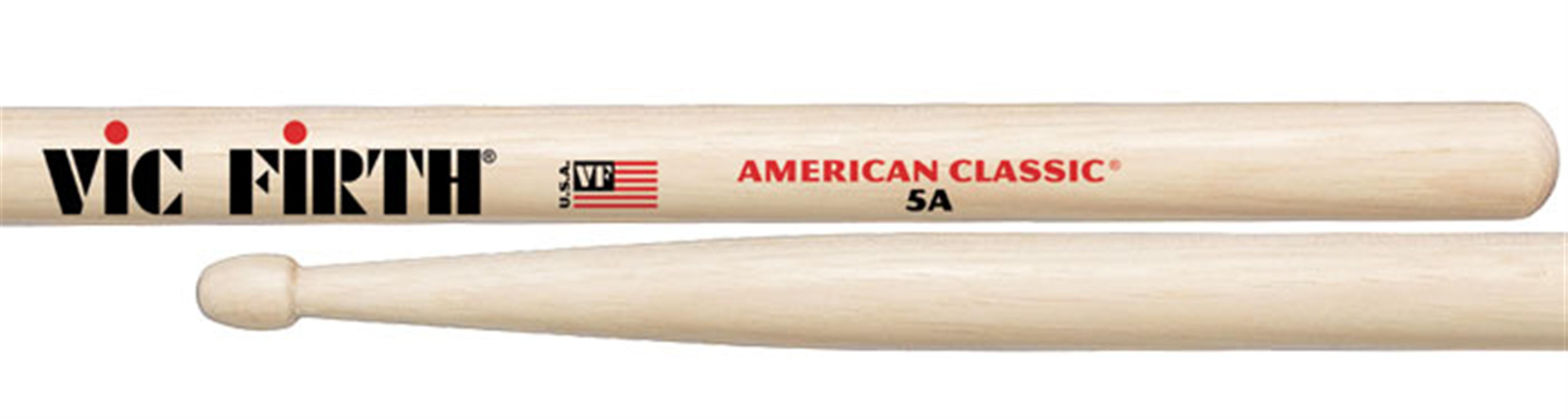 An image of Vic Firth American Classic 5A Drumsticks Wood Tip - Gift for a Drummer | PMT Onl...