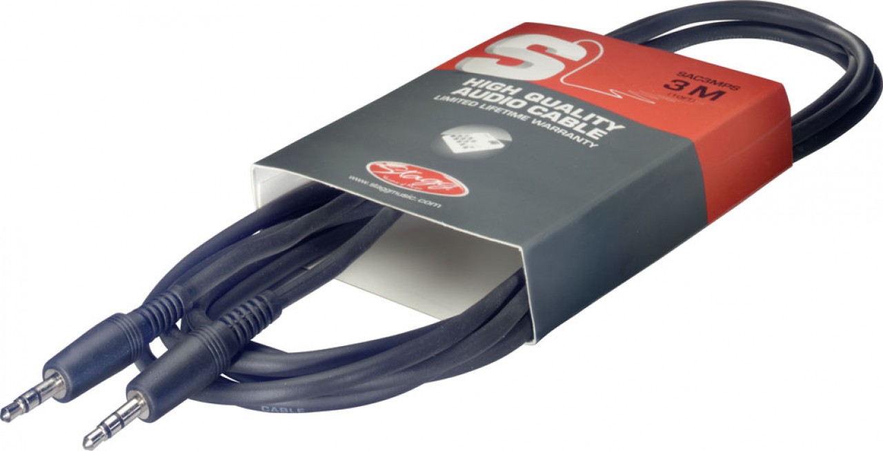 An image of Stagg 3m 3.5mm Mini Jack to Mini Jack Cable | PMT Online
